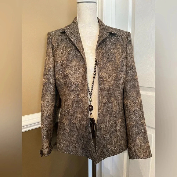 Kasper Vintage Light Brown & Light Tan W A Tint Of Gold  SZ 8 Blazer - Picture 9 of 13